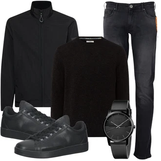 Outfit mit Schwarz Sneaker Replay "Lässiger Freizeit Look"