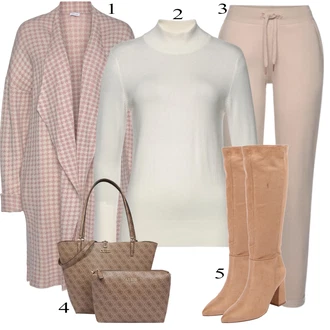 outfit mit Bež/Siva Hlače Lascana "Padajoča oblačila"