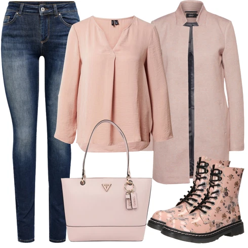 Kombinace Růžová/Béžová/Modrá Halenka & Tunika/Dlouhý Zimní Kabát/Zvonová Kalhoty/Dlouhá tylová sukně/Dlouhé Kardigany/Košile VERO MODA