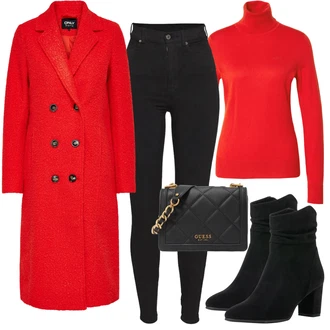 Prošívaný Dlouhé / Maxi Outfit s Dlouhá tylová sukně/Taška/Dlouhý Zimní Kabát/Doplňek/Dlouhé Šaty Guess "Módní vzhled pro podzim"