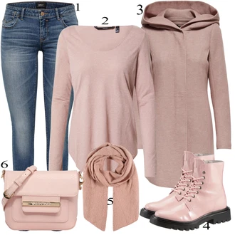 outfit mit Roza/Bež/Modra Škorenj Tamaris "Padajoča oblačila"
