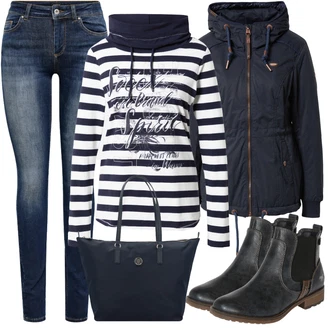 Outfit s Šedá Tričko & Top Móda Pro Plnoštíhlé/Tričko SOCCX "Módní vzhled pro podzim"