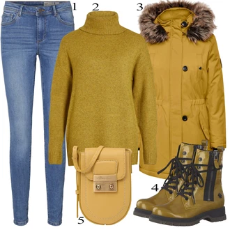 Jesenske Outfiti mit Svetlo modra/Modra Jeggings/Jeans Pajkice/Skinny Hlače VERO MODA "Padajoča oblačila"