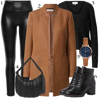 Sjaj Outfit sa Crna Lateks Tajice/Tajice Kožnog Izgleda/Tajice od Vinila/Kožne Tajice Lascana "Jesenski Outfit"Look: Mokri izgled, Besprijekorno, Techno, Sjaj