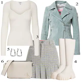 Jesenske Outfiti mit Siva Krilo max&co. "Padajoča oblačila"