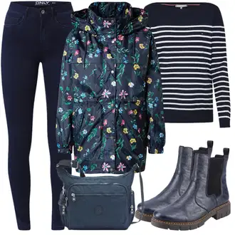 Šik Outfit s Tmavě modrá Džíny Kožená bunda/Zimní bunda/Kotníková Bota/Termální Džíny/Dámské Džíny s Délkou 7/8/High Waist Džínové Kalhoty/Push up Džín/Kožené Boty Only "Podzimní Outfit"Look: Styl, Šik, Elegantní, Cool, Disko, Francouzské, Krásný, Old Money, Bezešvé
