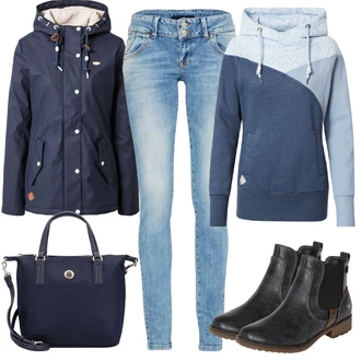 Dlouhé Outfit s Černá/Fialová/Bílá/Hnědá/Oranžová/Růžová Džíny s Dírou/Zkrácené Džíny/Motorkářské Džíny/Kožená bunda/Push up Džín/Džíny s Nízkým Sedem/Džín s Nízkým Pasem/Džíny s Rozparkem/Kotníková Bota LTB "Podzimní Outfit"