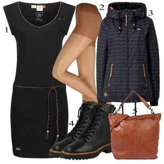 Outfit s Černá Kozačka Šněrovací Kotníková Bota/Klasická Kozačka/Bojová Bota Paul Green "Podzimní Outfit"