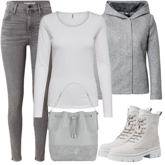 Outfit s Šedá Zimní bota/Kozačka Kotníková Bota Na Podpatku/Plochá Kotníková Bota/Kotníková Bota s Podšívkou/Klasická Kozačka/Kožená Kozačka nad Koleno/Kozačka po Kolena/Westernová Kotníková Bota/Sportovní Bota Tamaris "Podzimní Outfit"