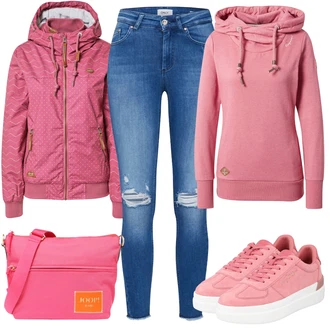 Outfit s Béžová Teplák/Dlouhé Šaty/Móda Pro Plnoštíhlou/Dlouhý Zimní Kabát/Dlouhá tylová sukně/Mikina Ragwear "Podzimní Outfit"