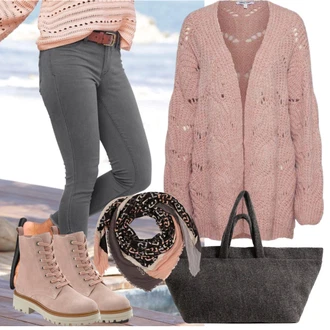 Sportovní Outfit s Šedá/Světle šedá/Tmavě šedá Kožená bunda/Capri Džíny/Dámské Džíny s Délkou 7/8/Sweat Džíny/Sportovní boty/Push up Džín/Kotníková Bota/Kožené Boty/Zkrácené Džíny/Džíny s Nízkým Sedem/Navlékací džíny/Termální Džíny Lascana "Ležérní Outfits"Look: Ležérní, Cool, Krásný, Venkovní, Sexy, Chytrý příležitostný, Sportovní