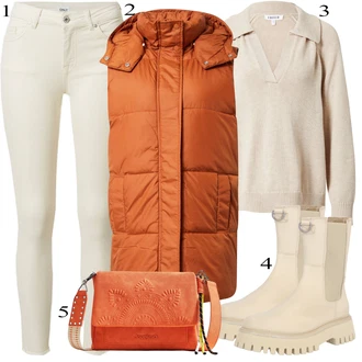 outfit mit Bež/Bela/Khaki Usnjena Jakna/Motoristične Kavbojke/Kavbojke z Razporkom/Kavbojka z Nizkim Pasom/Kavbojka z Nizkim Pasom/Push up Kavbojke/Ozke Kavbojke/Usnjene Čevlje/Termodžinsi Only "Padajoča oblačila"