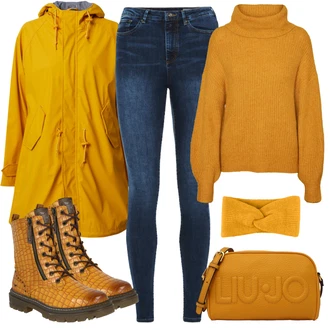 Odpuzující nečistotu Outfit s Žlutá/Hnědá "Outfit v podzimních barvách"