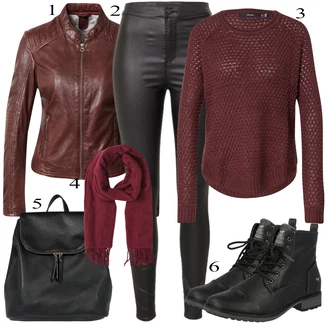 Outfit s Červená Pletený Oděv VERO MODA "Podzimní Outfit"