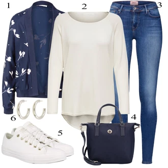 Jesenske Outfiti Poroka Gost mit Bela/Krem/Khaki Platnena superga/Usnjene superge/Superge Nizka/Ozka superga Converse "Padajoča oblačila"Look: Bar, Koncert, Šola, Poroka