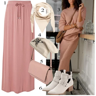 Outfit s Béžová/Hnědá/Šedá Kozačka Kožená kotníková bota/Kovbojská kotníková bota/Letní kotníková Kozačka/Plochá Kotníková Bota/Kotníková Bota s Podšívkou/Špičatá Kozačka Lascana "Perfekt na podzim"