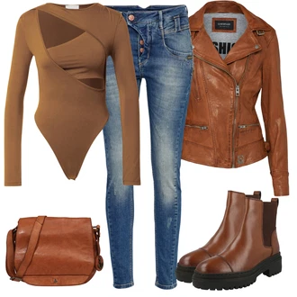 Dlouhé Outfit s Béžová/Khaki/Hnědá Dámské spodní prádlo a plavky/Plavky Velké Velikosti/Halenka Móda Pro Plnoštíhlou/Pletenina veľkej veľkosti Leger by Lena Gercke "Ležérní Outfits"