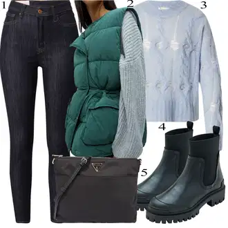 vypchaný Outfit sa Plava/Tamnoplava Kožna Jakna/High Waist Traperice/Termo Traperice/Kožne Cipele/Capri Traperice/Ženske Traperice 7/8 Dužine/Slip-on Traperice/Zimska jakna/Skraćene Traperice/Push-up Traperice GAP "Jesenski Outfit"