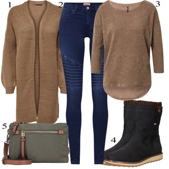 Motorka Outfit s Modrá/Tmavě modrá Motorkářské Džíny Only "Podzimní Outfit"Look: Jízda na koni, Motorka