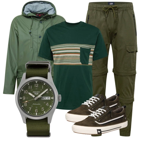 DunkelGrün/Grün 2in1 Jacke/Bundeswehr Parka/Funktionsjacke/Parka-übergangsjacke/Regenjacke/Ripstopjacke/Nachhaltige Jacke/Trekkingjacke/Wachsjacke Derbe kombinieren