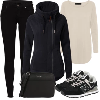 Outfit s Černá Teniska/Zimní bota/Nízká bota na podpatku New Balance "Skvělé pro podzim"
