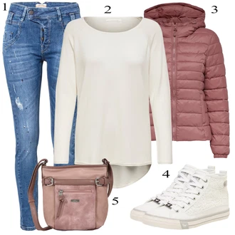 Outfit sa Crvena/Pink/Ljubičasta Prošivena Jakna/Jakna s Kapuljačom/Puferica Jakna/Zimska Jakna/Održiva Jakna/Jesenska Jakna/Ljetna pod-Jakna/Jakna za Pakiranje/Donja Jakna Only "Jesenski Outfit"