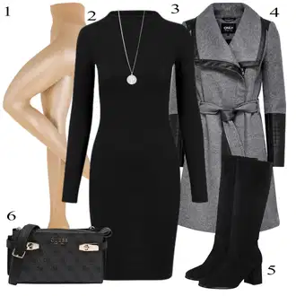 Outfit sa Crna/Smeđa Džemper Haljina/Haljina dugih rukava/Haljina S Visokim Ovratnikom/Duga pletena Haljina/Zimska Haljina dugih rukava/Haljina S Visokim Ovratnikom/Zimska Pletena Haljina Urban Classics "Jesenski Outfit"