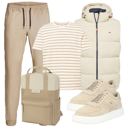 Orange/Braun/Beige/Weiß/Khaki/Creme Ringelshirt trapp kombinieren