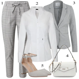 Poslovni Outfiti mit Bela/Krem/Škrlatna Bluza z gumbom/Bluza z zaplato na komolcu/Poslovna Bluza/Bluza brez železa/Slim Fit Bluza Seidensticker "Poslovna oblačila"