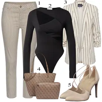 Zima Outfit s Béžová/Hnědá/Khaki Mušelínové kalhoty/Manšestrový Legíny/Kalhoty s nášivkou uprostřed/Pletený Legín Lascana "Obchodní Outfit"