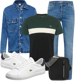 Outfit mit Blau/HellBlau Slim Fit Jeans/Leder Schuhe/Tapered-Jeans/Regular-Fit Jeans/Low Rise Jean/Lederjacke/Straight Leg Jean/Winterjacke/Sportschuhe/Push up Jeans/Low Waist Jean Only & Sons "Perfekt für die Freizeit"