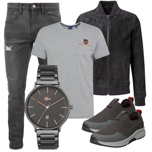 Schwarz/Grau Hose Blend kombinieren