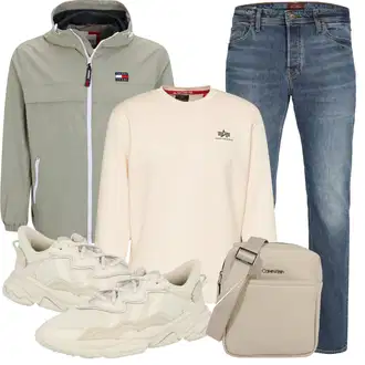 Outfit mit Blau/Hellblau Dad Jeans/Vintage Jeans/Tapered-Jeans/Jeans mit Schlitz/Straight Leg Jean/Regular-Fit Jeans/Mom Jean/Slim Fit Jeans/Winterjacke Jack & Jones "Perfekt für die Freizeit"