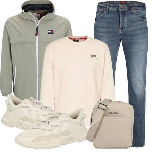 Blau/Hellblau Dad Jeans/Vintage Jeans/Tapered-Jeans/Jeans mit Schlitz/Straight Leg Jean/Regular-Fit Jeans/Mom Jean/Slim Fit Jeans/Winterjacke Jack & Jones kombinieren mit Braun/Beige/Hellgrau/Khaki Chunky Sneaker/Leder Sneaker/Sneaker Low/Sommer Sneaker Adidas Originals