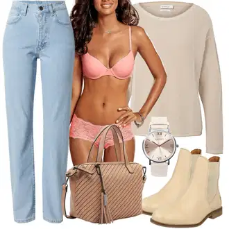Outfit s Růžová Podprsenka s kosticemi/Kožené bundy pro muže/Push-Up Podprsenka/Zmenšující Podprsenek/Pánské boty ve velikosti 11/Trojúhelníkový Podprsenek/Podprsenka Bez Kostic/Vyztužený podprsenek/Podprsenka Balconette NUANCE "Ležérní Outfits"