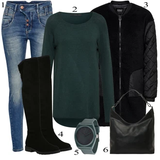 Outfit s Tyrkysový/Modrá Svetr s límečkem/Oversize Svetr/Svetr se zipem/Svetry 2 v 1/Crop Svetr/Svetr z Jemné Pleteniny/Třpytivý Svetr/Sametový Svetr/Svetr Carmen/Basic Svetr/Svetr Niki/Jednoduchý Svetr Only "Podzimní Outfit"