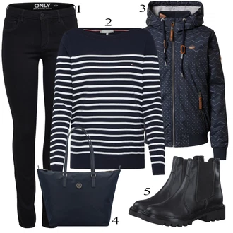 Outfit s Černá Podzimní bunda/Kabát Ragwear "Podzimní Outfit"