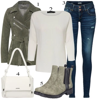 Krátká/mini Outfit s Béžová/Šedá Taška Přes Rameno/Doplňek/Batoh Calvin Klein "Podzimní Outfit"
