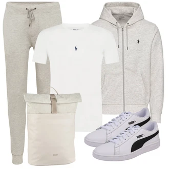 Outfit mit Creme/Rot/Weiß T-Shirt & Top/T-Shirt Shirt/Laufschuhe für Männer/Casual T-Shirt/Ausgefallenes T-Shirt/Funktions T-Shirt/Longshirt/Print Shirt/Kurzarm T-Shirt/Sport-T-Shirt/T-Shirt Mit Print Polo Ralph Lauren "Praktischer Look"