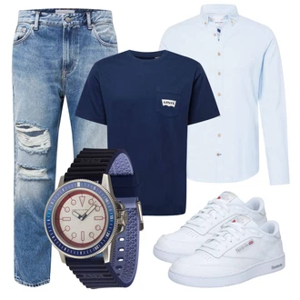 Outfit mit Weiß/Creme gesundheitsschuh/Leder Sneaker/Sneaker Low/Skateschuh/Schmaler Sneaker Reebok "Praktischer Look"