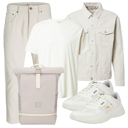 Grau/Khaki/Weiß/Beige/Creme Uniformjacke/Frühlingsjacke/Shirtjacke/Sommerjacke/Vintage Jacke/Cordjacke/Nachhaltige Jacke/Unkategorisiert DAN FOX APPAREL kombinieren