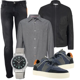 Outfit mit Grau Schuh Sneaker Bullboxer "Praktischer Look"