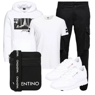 Outfit mit Schwarz/Weiß/Grün Sweatmode/Unisex Hoodie/Vintage Hoodie/Ausgefallener Hoodie/Damen Pullover/Hoodie/Partner Hoodie Mister Tee "Praktischer Look"