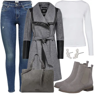 Diamantový vzor Outfit s Bílá Ušní párty/Následná péče o piercing/Přívěsek do ucha/Sponka do ucha Pilgrim "Pěkný podzimní Outfit"