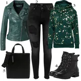 Črna Freaky Nation Usnjene Jakne outfiti za dame image