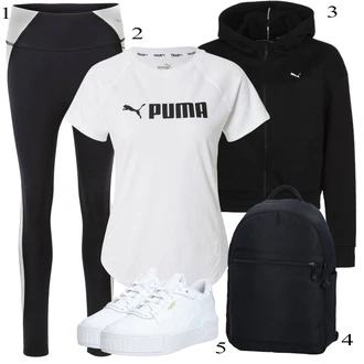 Dlouhé / Maxi Outfit s Černá Sportovní Bund/Mikina/Dlouhý Zimní Kabát/Dlouhá tylová sukně/Podzimní bunda/Dlouhé Šaty/Sportovní doplněk/Mikina/Teplák Puma "Sportovní Outfit"