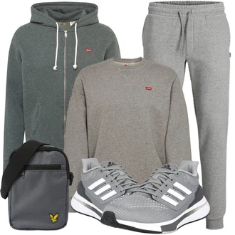 Sport Outfits 70er mit Grau/Hellgrau Women's Fleece Sweatshirts/Sport Sweatshirt/Damen Pullover levi's ® "Sport Outfit"Look: Rad, Skater, 70er, Workwear, Retro, Zuhause