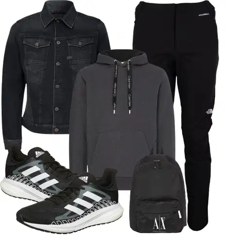 Schwarz Rucksack Armani Exchange kombinieren