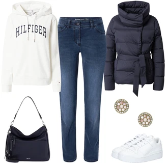 Outfit s Černá Bunda Háčkovaná/Zimní Bund/Sněhová Bund/Zimní kalhoty Colmar "Perfekt na podzim"