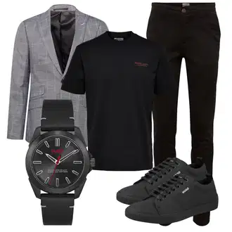 Elegant Outfit mit Schwarz/Khaki/Dunkelbraun Slim Hose/Skinny Hose/Cord Legging/Chino Hose/CordHose/Jeggings/StretchHose Jack & Jones "Casual Business Outfit"Look: Uni, Outdoor, Coole, Old Money, Smart Casual, Unisex, Elegant, Büro, Casual, Schlichte
